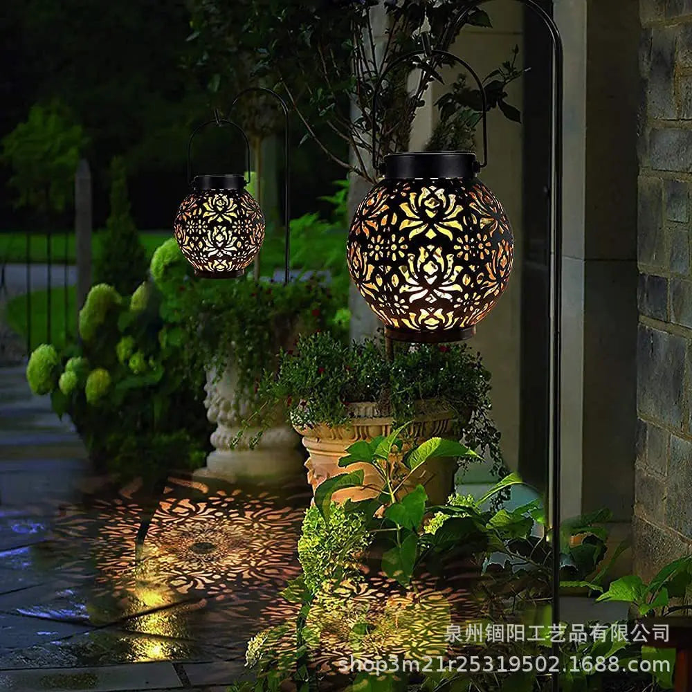 lanterne solaire à led en fer forgé pour jardin décoratif - vue 4 sur 8