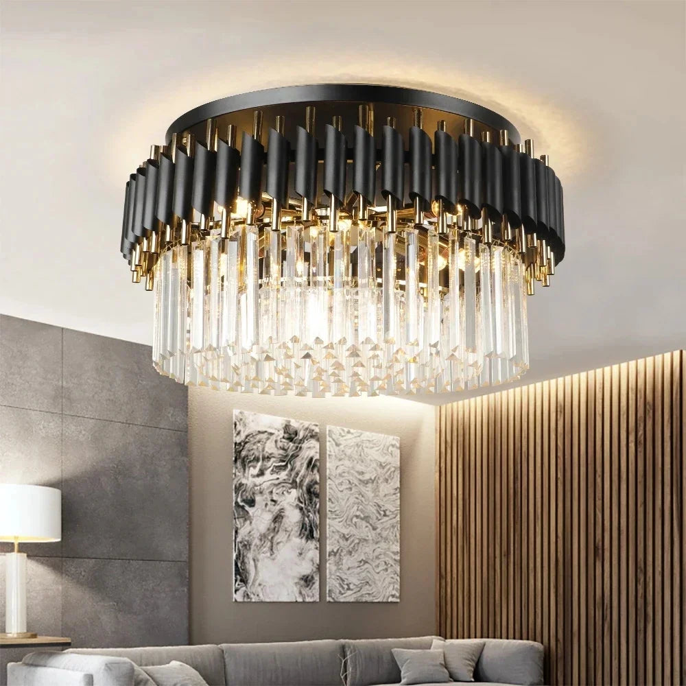 plafonnier led suspendu en cristal design nordique décoratif - vue 2 sur 12