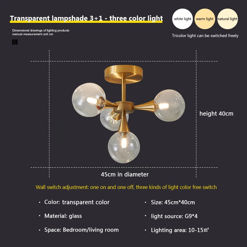 lustre moderne en verre pour un éclairage décoratif intérieur - vue 17 sur 24