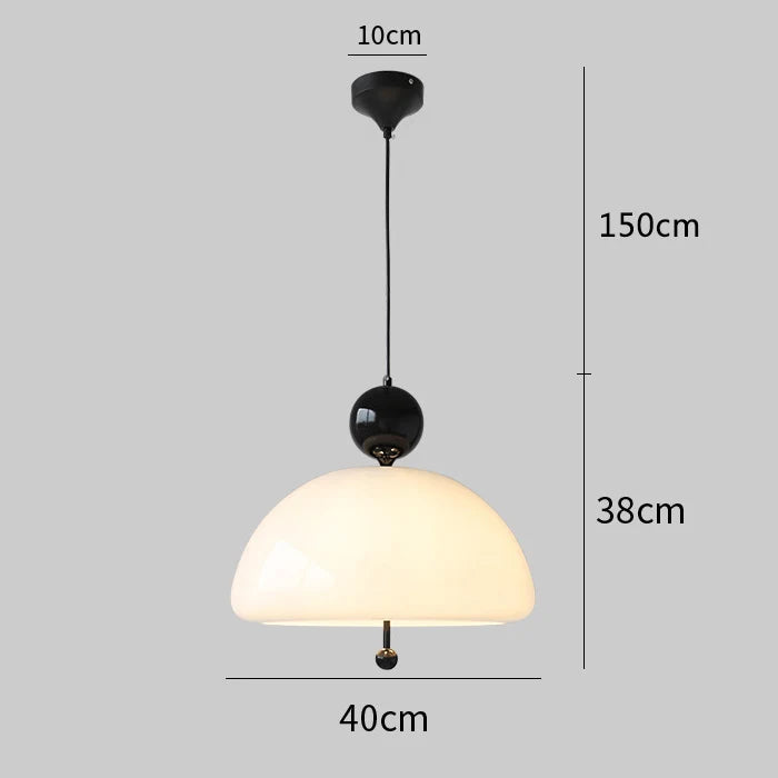 suspension en verre blanc laiteux forme fleur style bauhaus - vue 8 sur 11