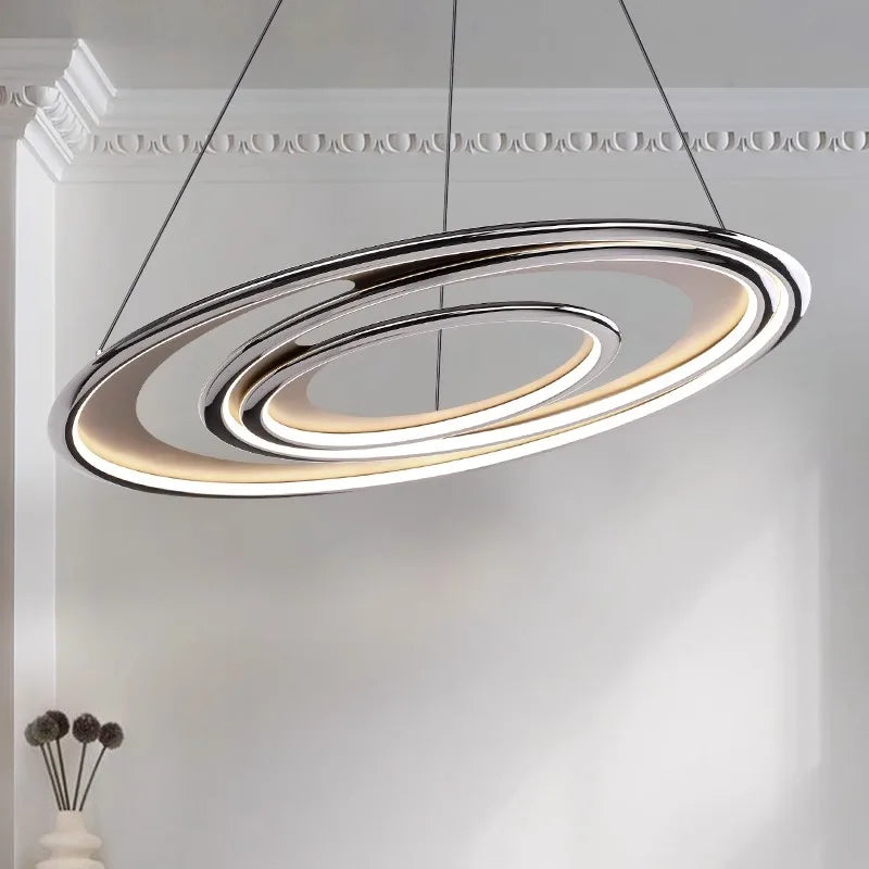 lustre rond moderne led pour intérieur style luxueux suspendu - vue 4 sur 8