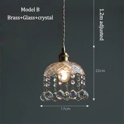 Vintage-Pendelleuchte aus Kristall mit Glaskabel für ein elegantes Interieur - vue 8 sur 8