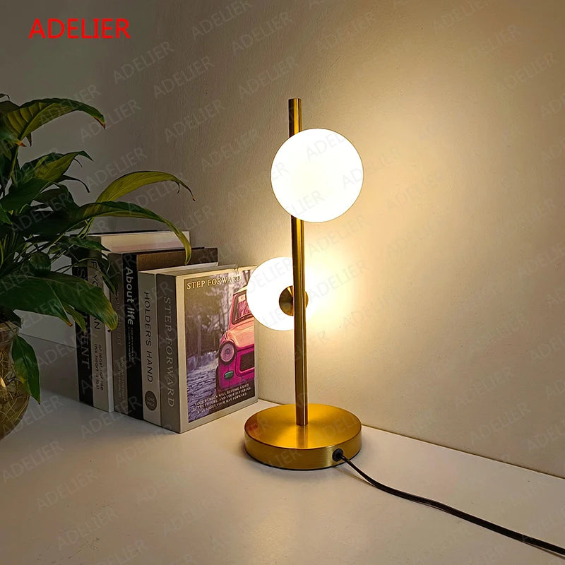 lampe de table style nordique boule de verre simple décorative en fer ou or - vue 4 sur 8