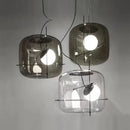 Suspension en verre tête unique boule design fumé
