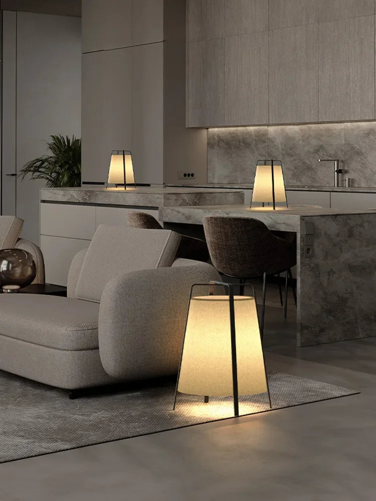 lampadaire led en tissu rétro japonais design moderne décoratif - vue 3 sur 7