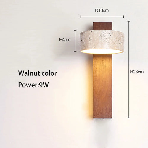 Wandleuchte aus Walnussholz mit LED und Drehschalter - vue 9 sur 9