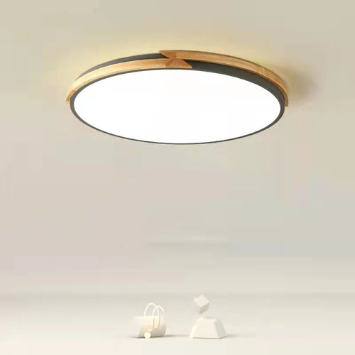 plafonnier led ultra-mince à intensité variable en bois