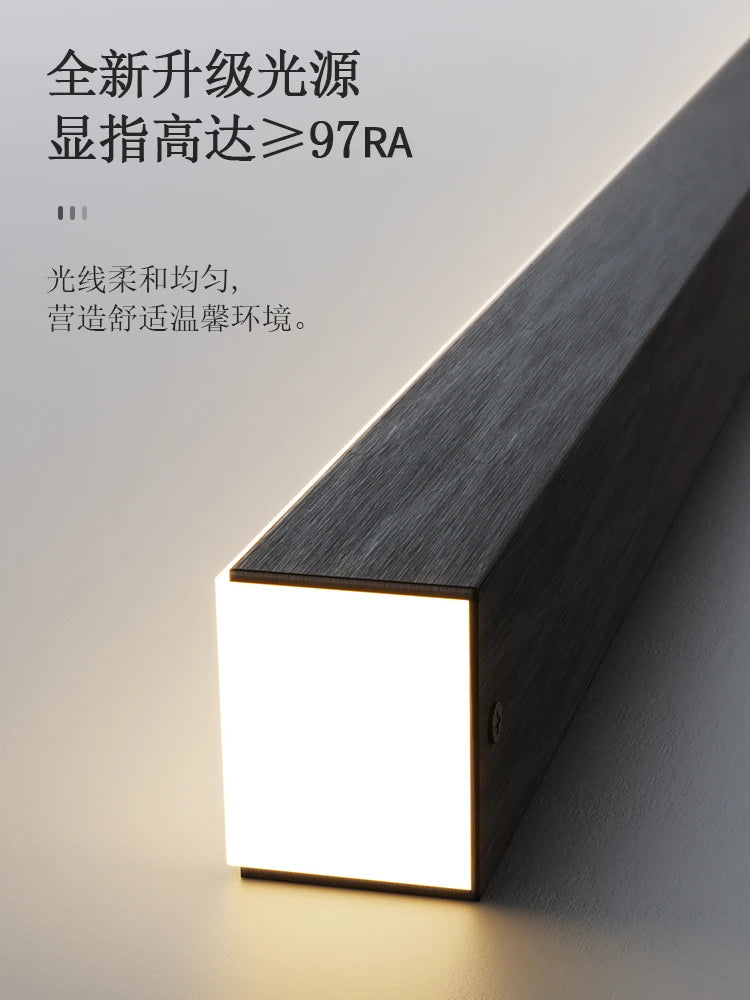 lustre simple noir/blanc long tube à LED
