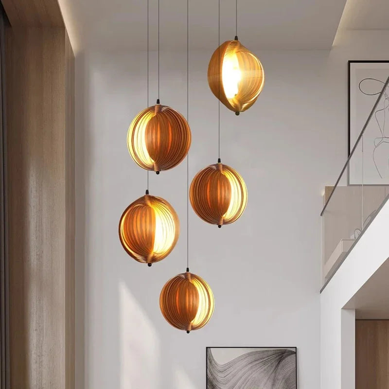 Pendelleuchte aus Holz Wabi Sabi für moderne Wohnräume - vue 5 sur 22