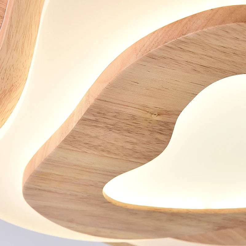 Plafonnier Chinois Zen en bois nuage acrylique LED - vue 6 sur 11