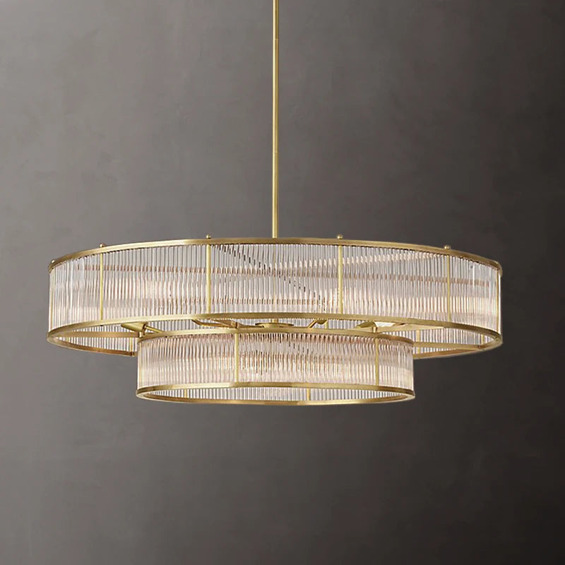 lustre led style loft américain en métal et tubes de verre - vue 3 sur 14