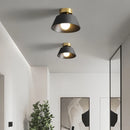 Rétro plafonnier LED décoration intérieure lampe fer rond noir blanc abat-jour pour balcon allée couloir couloir luminaire