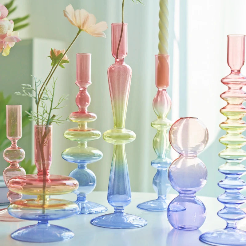 bougeoir en verre pour décorations de fête et mariage - vue 6 sur 16