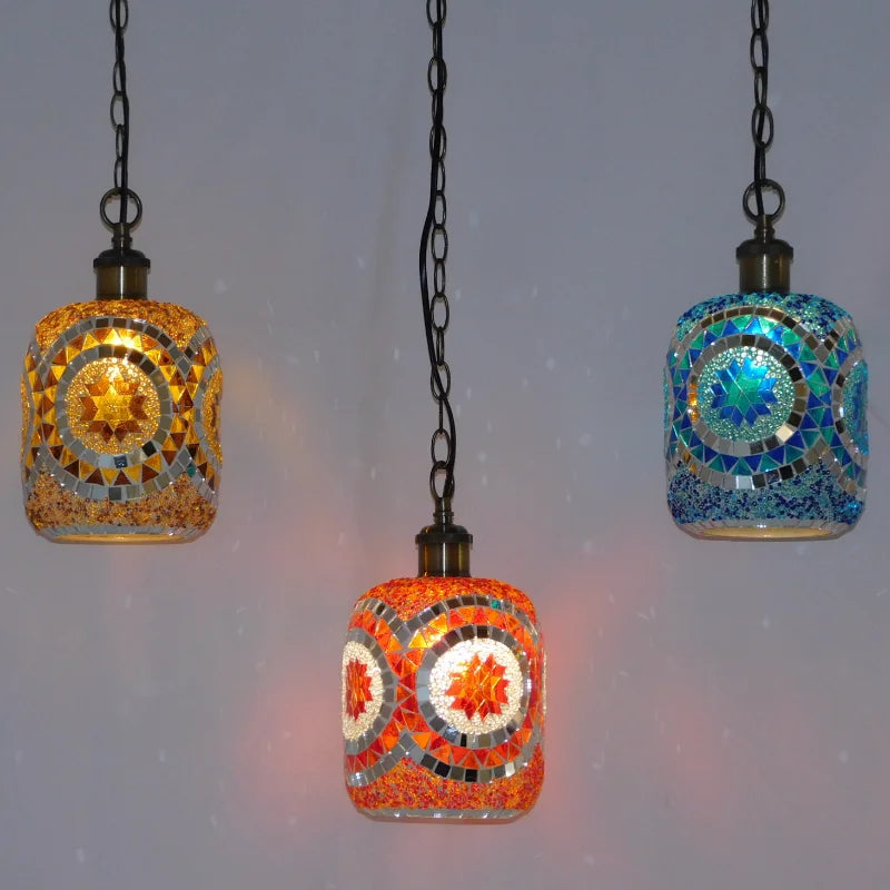 suspension LED en mosaïque turque style bohémien rétro vintage - vue 5 sur 14