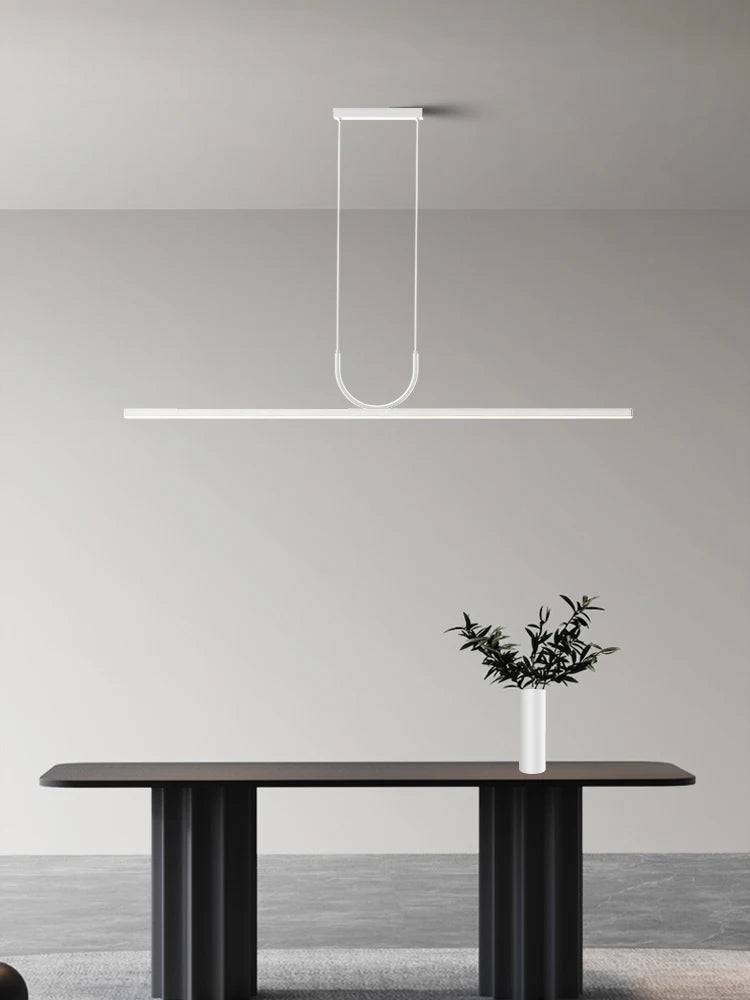lustre simple noir/blanc long tube à LED