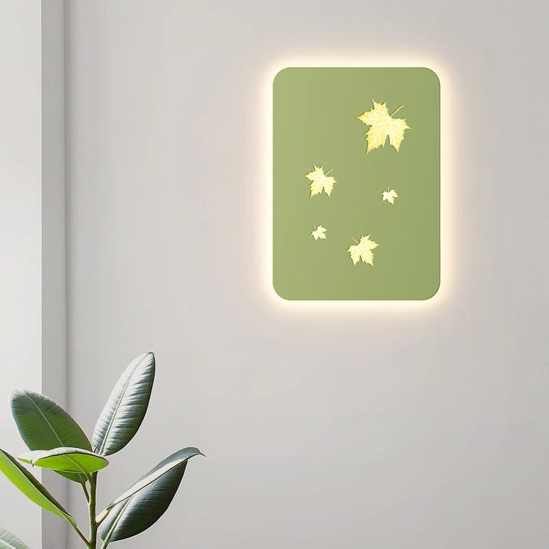 applique murale métallique à intensité variable avec feuilles d'érable - vue 4 sur 8