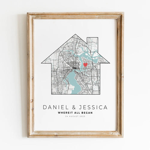 carte de ville personnalisée cadeau de saint-valentin pour lui