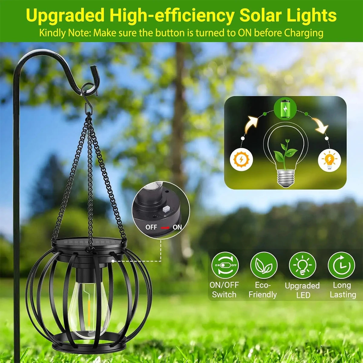 Solarlaterne mit LED und Lichtsensor für den Außenbereich - vue 8 sur 9