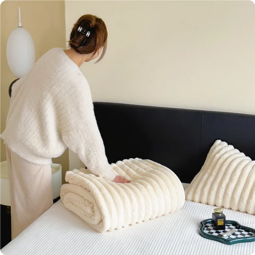 plaid épais doux style uni pour lit cocooning