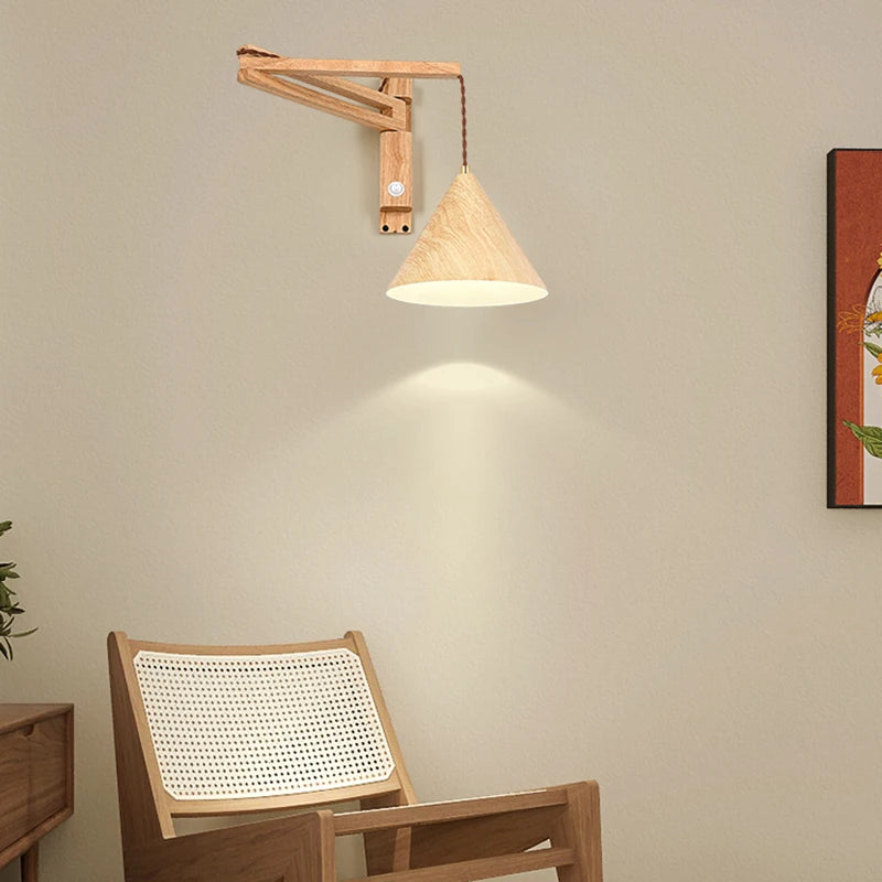 applique murale pliable vintage japonaise avec interrupteur led - vue 6 sur 8