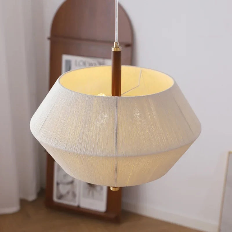 suspension décorative en tissu style japonais éclairage led élégant - vue 5 sur 9