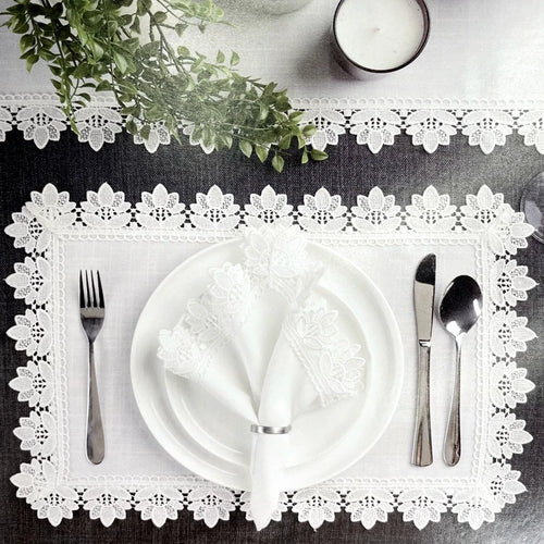 Serviette de table dentelle brodée style europe lin