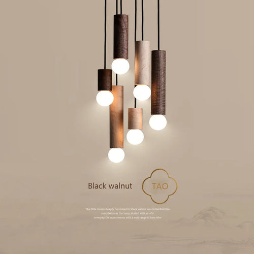 PHYVAL Suspension nordique noyer noir salle à manger japonaise lumière 	 lustre chinois barre à tête unique petites lampes suspendues