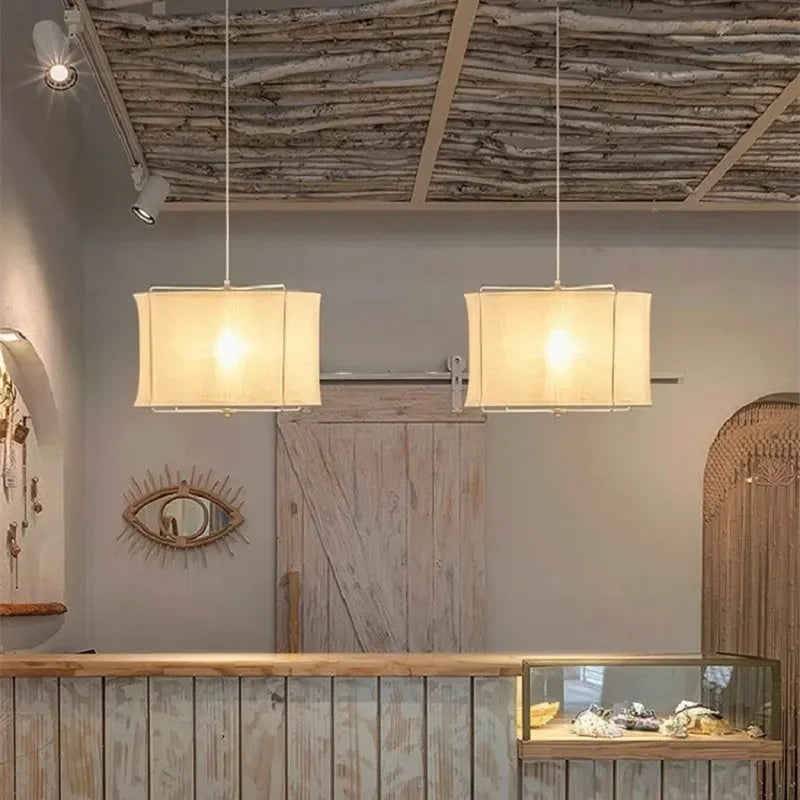 suspension en coton et lin style wabi sabi fait main pour restaurants et hôtels - vue 6 sur 14