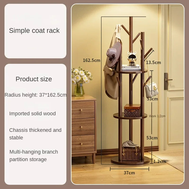 porte-manteau en bois organisateur rotatif pour vêtements - vue 8 sur 11