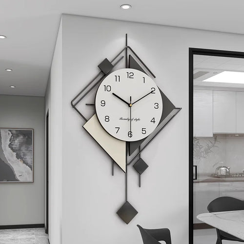 New Design Creative Wall Art Clock, Silent Pendulum Clock, Living Room Wall Decor Clocks, Metal Home Wall Decorations, Large - vue 6 sur 8