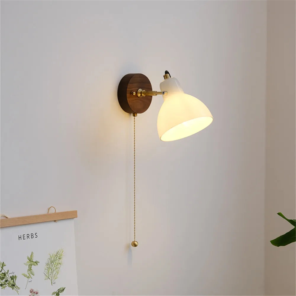 Wandleuchte aus Glas und Messing mit verstellbarem Schalter - vue 3 sur 8