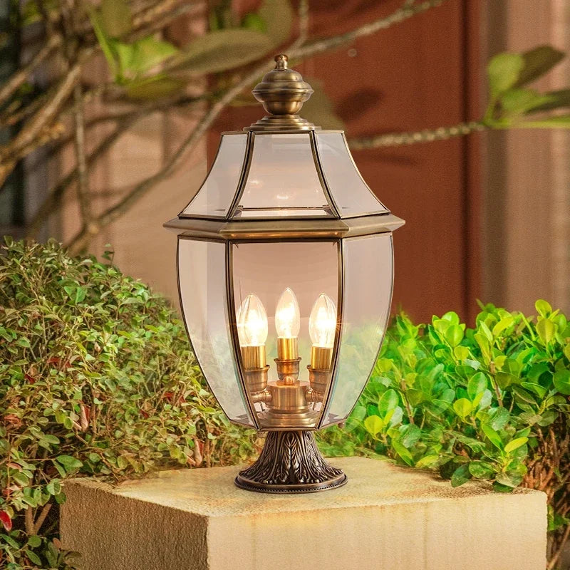 lampe de jardin classique en laiton éclairage extérieur étanche rétro