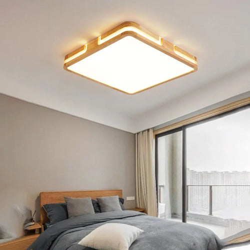 Moderne LED-Deckenleuchte aus Holz, smart und elegant - vue 2 sur 12
