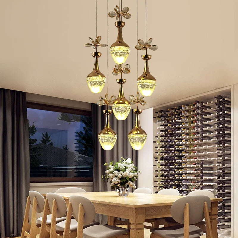 lustre de luxe en cristal avec led créatif minimaliste - vue 3 sur 6