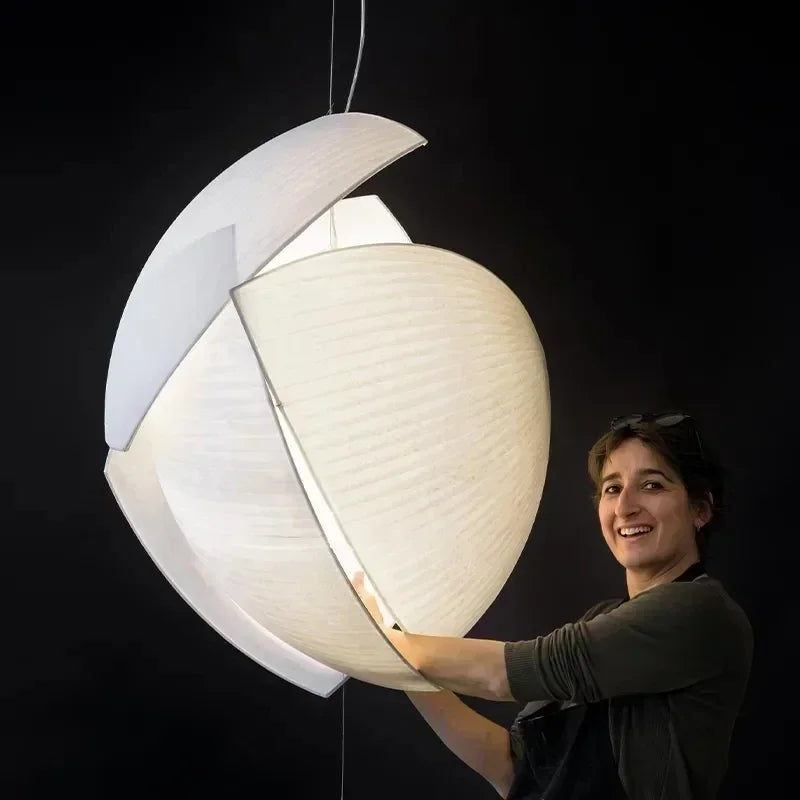 lustre design italien moderne en tissu pour décoration intérieure - vue 4 sur 11