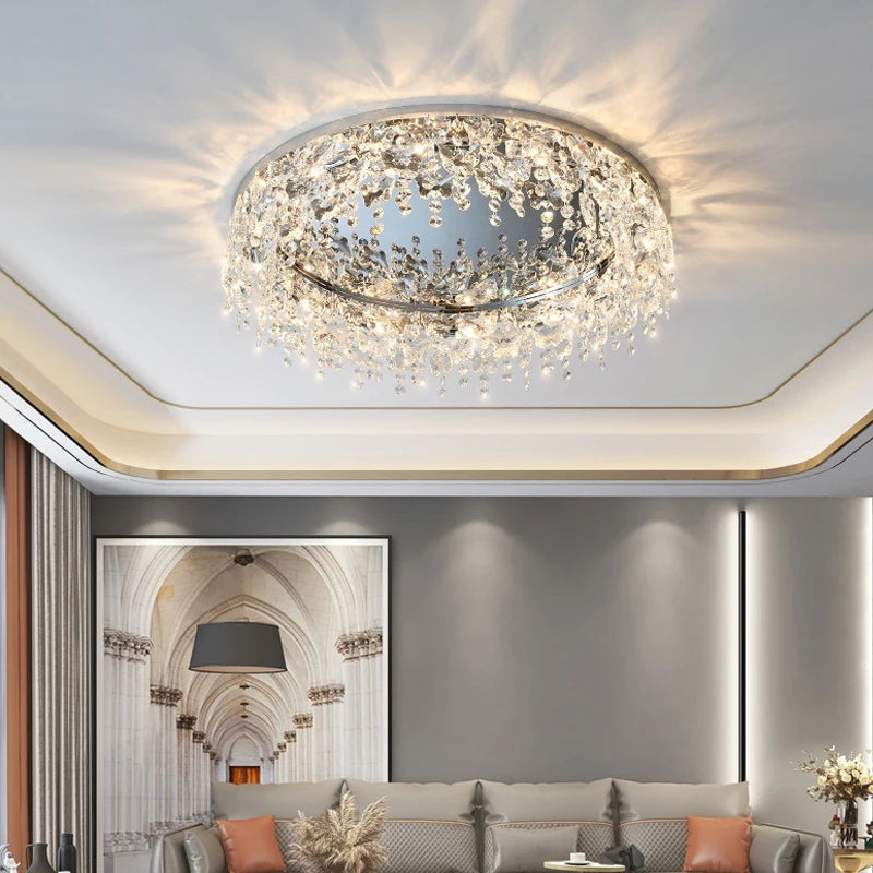 plafonnier led cristal luxe moderne décoratif intérieur - vue 4 sur 16