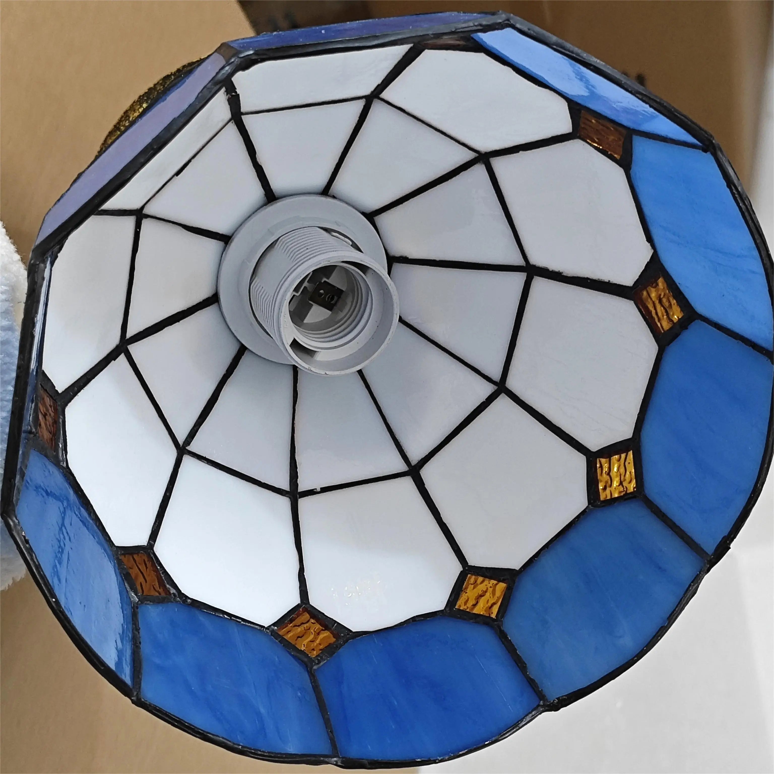 Lustre en verre coloré Tiffany rétro européen - vue 7 sur 29