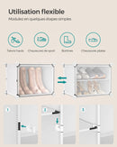 SONGMICS Étagère à Chaussures 12 Compartiments, Étagère de Rangement Modulable, Compartiment de 30 x 40 x 30 cm, Blanc
