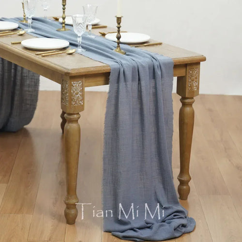 Chemin de table coton gaze style vintage mariage - vue 14 sur 29