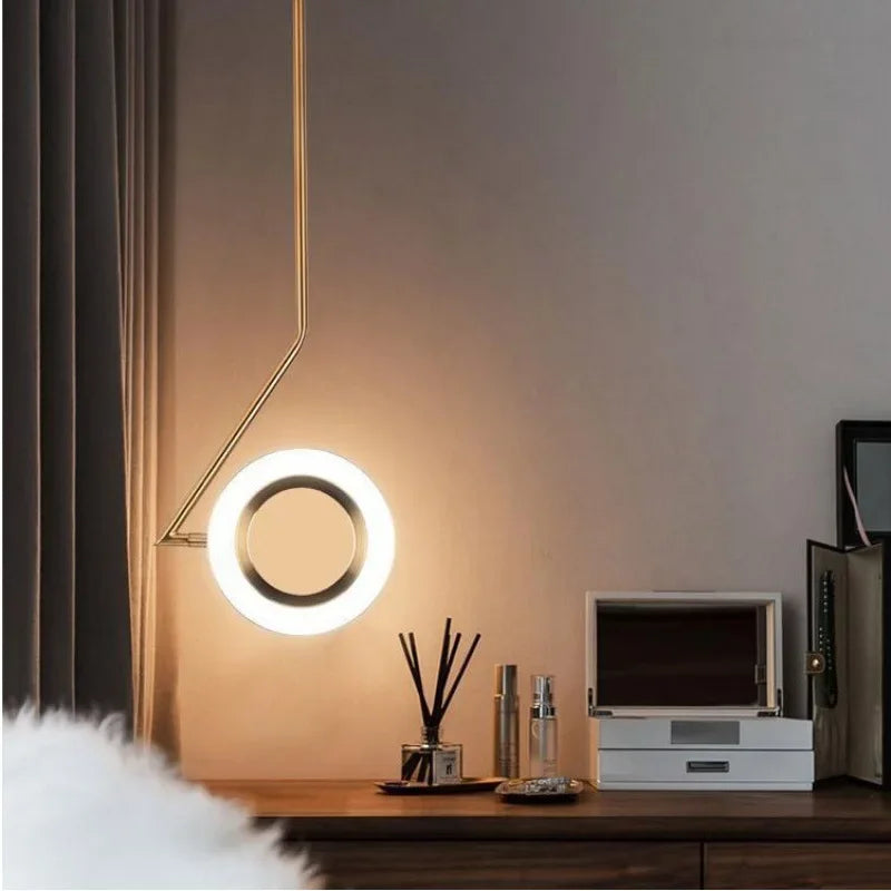 Lustre anneau lune suspension moderne pour décoration intérieure