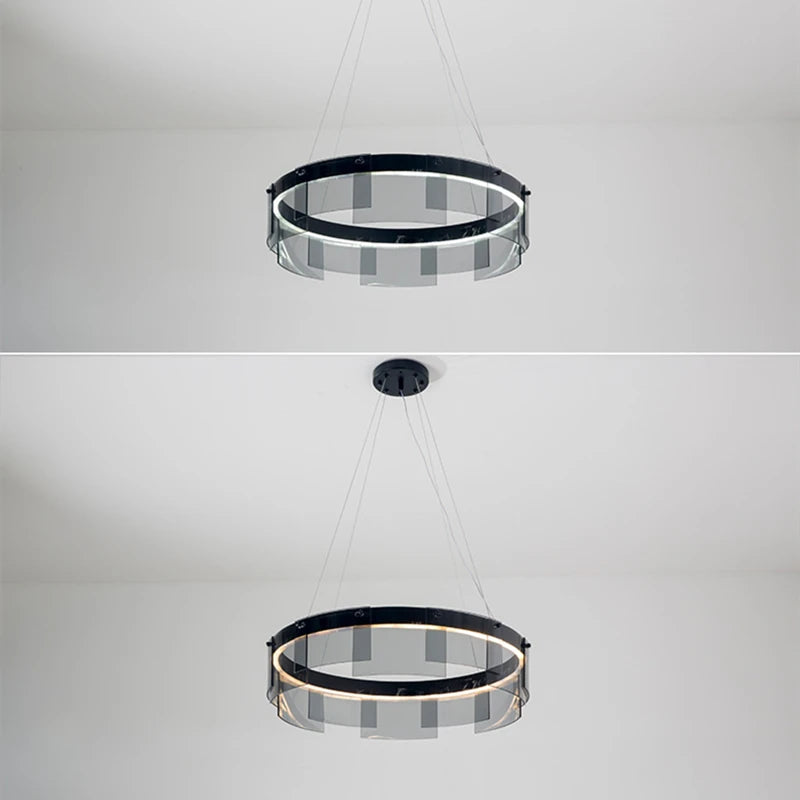 lustre design led en verre stratos pour intérieur - vue 5 sur 7