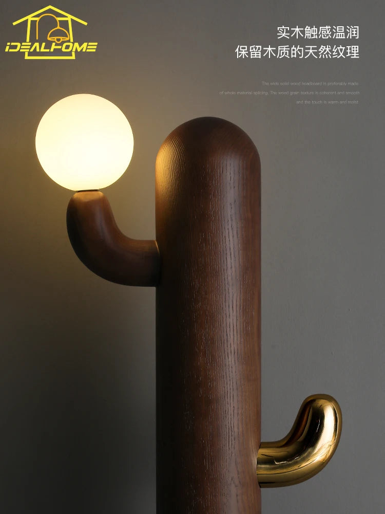 lampadaire design en bois et cactus pour intérieur moderne - vue 5 sur 9