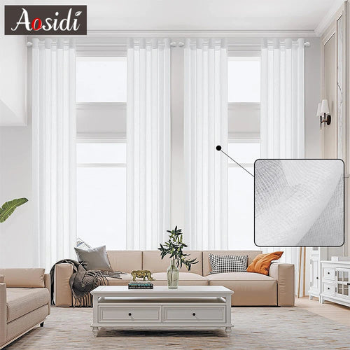 Voilage effet lin extra long pour grandes fenêtres