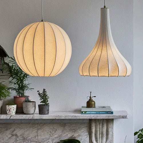 suspension en soie à led style nordique pour intérieur élégant