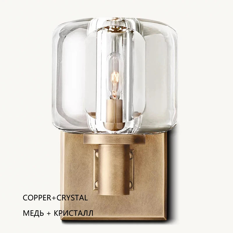 rh demaret applique cuivre cristal éclairage foyer toilettes lampes - vue 3 sur 8