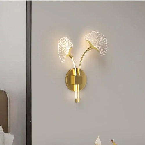 applique murale led en forme de feuille de ginkgo décorative