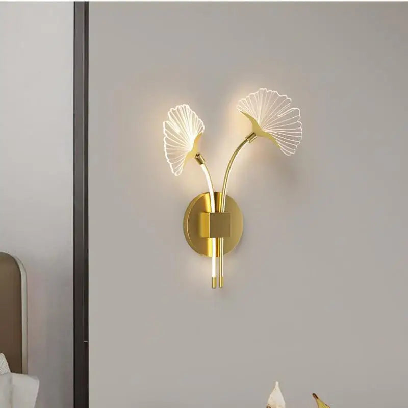 applique murale led en forme de feuille de ginkgo décorative - vue 7 sur 9