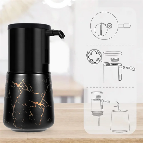 Automatic Soap Dispenser Kitchen, Foaming Soap Dispenser Bathroom, Foam Soap Dispenser Touchless for Bathroom Black - vue 3 sur 6