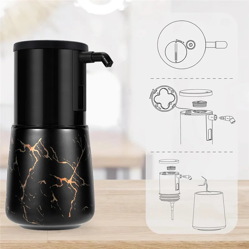Automatic Soap Dispenser Kitchen, Foaming Soap Dispenser Bathroom, Foam Soap Dispenser Touchless for Bathroom Black