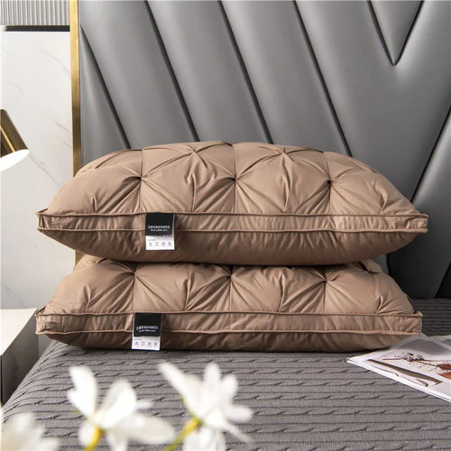 Five-star hotel down comfort pillow, 3D embossed pillow, neck support pillow, white goose down pillow core - vue 8 sur 7